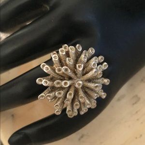 Brutalist Stainless Steel Silver Brass Ring 7/8